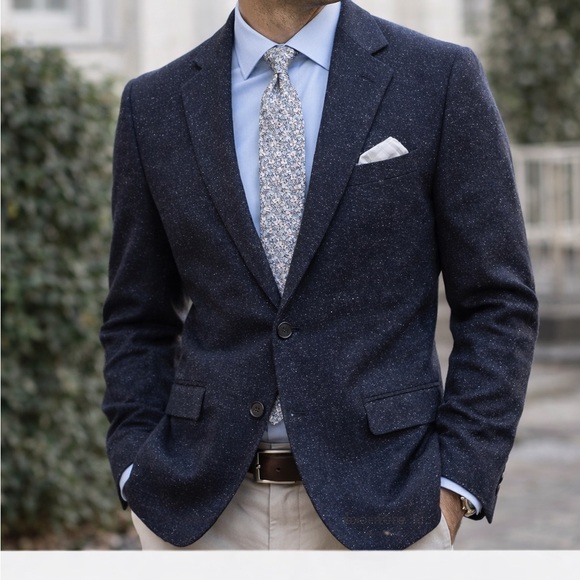 Reiss Other - Reiss Men’s 42R Navy Donegal Fleck Wool Blend Blazer Sport Coat Tailored